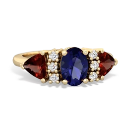 Lab Sapphire Antique Style Three Stone 14K Yellow Gold ring R2186