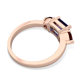 Lab Sapphire Three Stone 14K Rose Gold ring R5235