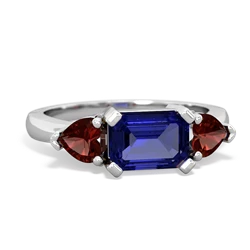 Lab Sapphire Three Stone 14K White Gold ring R5235