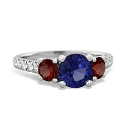 Lab Sapphire Pave Trellis 14K White Gold ring R5500