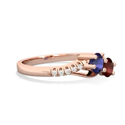 Lab Sapphire Infinity Pave Two Stone 14K Rose Gold ring R5285