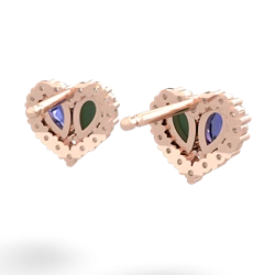 Lab Sapphire Halo 14K Rose Gold earrings E7008