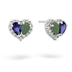 Lab Sapphire Halo 14K White Gold earrings E7008