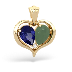 Lab Sapphire Two Become One 14K Yellow Gold pendant P5330