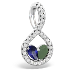 Lab Sapphire Pave Twist 'One Heart' 14K White Gold pendant P5360