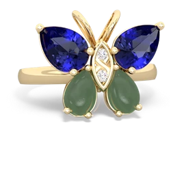 Lab Sapphire Butterfly 14K Yellow Gold ring R2215