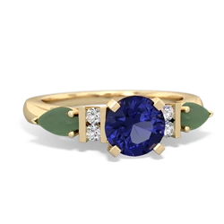 Lab Sapphire 6Mm Round Eternal Embrace Engagement 14K Yellow Gold ring R2005