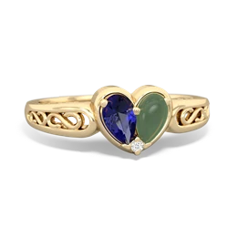 Lab Sapphire Filligree 'One Heart' 14K Yellow Gold ring R5070