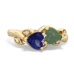 Lab Sapphire Floral Elegance 14K Yellow Gold ring R5790