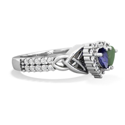 Lab Sapphire Celtic Knot Two Hearts As One 14K White Gold ring R2644HRT