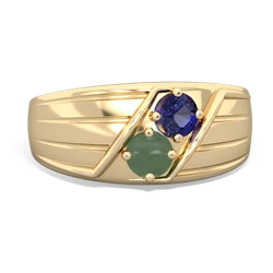 Lab Sapphire Men's Streamline 14K Yellow Gold ring R0460