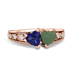 Lab Sapphire Heart To Heart 14K Rose Gold ring R3342