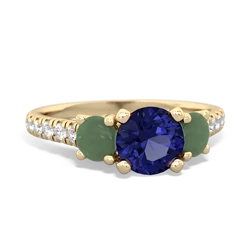 Lab Sapphire Pave Trellis 14K Yellow Gold ring R5500