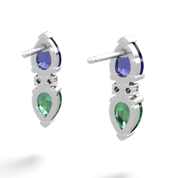 Lab Sapphire Bowtie Drop 14K White Gold earrings E0865