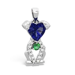 Lab Sapphire Puppy Love 14K White Gold pendant P5800