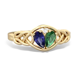 Lab Sapphire Celtic Love Knot 14K Yellow Gold ring R5420