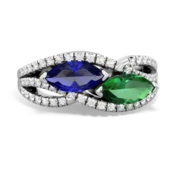 Lab Sapphire Diamond Rivers 14K White Gold ring R3070