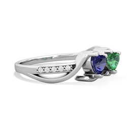 Lab Sapphire Side By Side 14K White Gold ring R3090