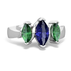 Lab Sapphire Three Peeks 14K White Gold ring R2433