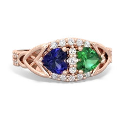 Lab Sapphire Sparkling Celtic Knot 14K Rose Gold ring R2645