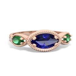 Lab Sapphire Milgrain Marquise 14K Rose Gold ring R5700