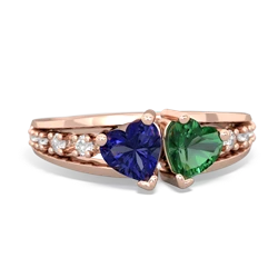 Lab Sapphire Heart To Heart 14K Rose Gold ring R3342