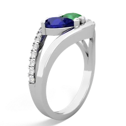 Lab Sapphire Nestled Heart Keepsake 14K White Gold ring R5650