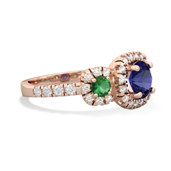 Lab Sapphire Regal Halo 14K Rose Gold ring R5350