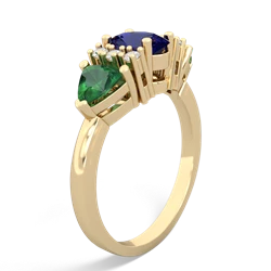 Lab Sapphire Antique Style Three Stone 14K Yellow Gold ring R2186