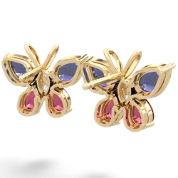 Lab Sapphire Butterfly 14K Yellow Gold earrings E2215