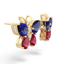 Lab Sapphire Butterfly 14K Yellow Gold earrings E2215