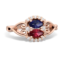 Lab Sapphire Love Nest 14K Rose Gold ring R5860