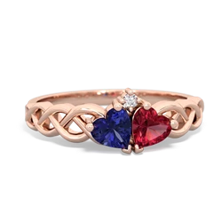 Lab Sapphire Heart To Heart Braid 14K Rose Gold ring R5870