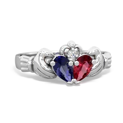 Lab Sapphire 'Our Heart' Claddagh 14K White Gold ring R2388