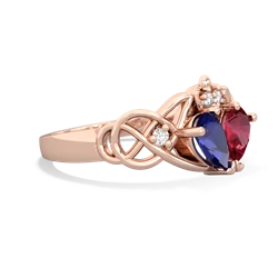 Lab Sapphire 'One Heart' Celtic Knot Claddagh 14K Rose Gold ring R5322