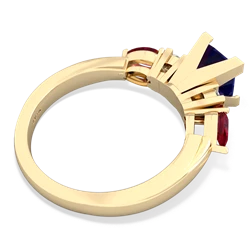 Lab Sapphire 6Mm Princess Eternal Embrace Engagement 14K Yellow Gold ring C2002