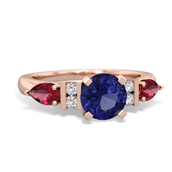 Lab Sapphire 6Mm Round Eternal Embrace Engagement 14K Rose Gold ring R2005