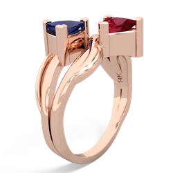 Lab Sapphire Split Band Swirl 14K Rose Gold ring R2341