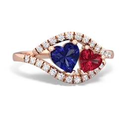 Lab Sapphire Mother And Child 14K Rose Gold ring R3010