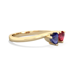 Lab Sapphire Sweethearts 14K Yellow Gold ring R5260