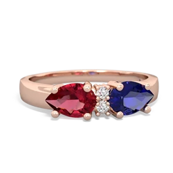 Lab Sapphire Pear Bowtie 14K Rose Gold ring R0865