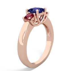 Lab Sapphire Three Stone Trellis 14K Rose Gold ring R4015