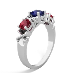 Lab Sapphire Hugs And Kisses 14K White Gold ring R5016