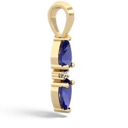 Lab Sapphire Bowtie Drop 14K Yellow Gold pendant P0865