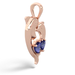 Lab Sapphire Dolphin Heart 14K Rose Gold pendant P5820