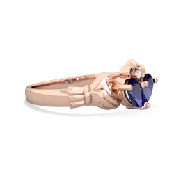 Lab Sapphire 'Our Heart' Claddagh 14K Rose Gold ring R2388