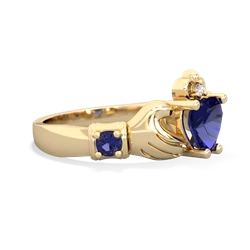 Lab Pink Sapphire Claddagh Keepsake 14K Yellow Gold ring R5245