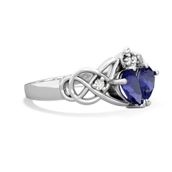 Lab Sapphire 'One Heart' Celtic Knot Claddagh 14K White Gold ring R5322