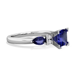 Lab Sapphire 6Mm Princess Eternal Embrace Engagement 14K White Gold ring C2002