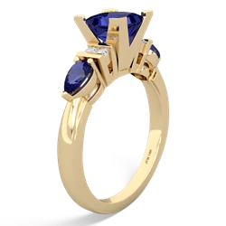 Lab Sapphire 6Mm Princess Eternal Embrace Engagement 14K Yellow Gold ring C2002